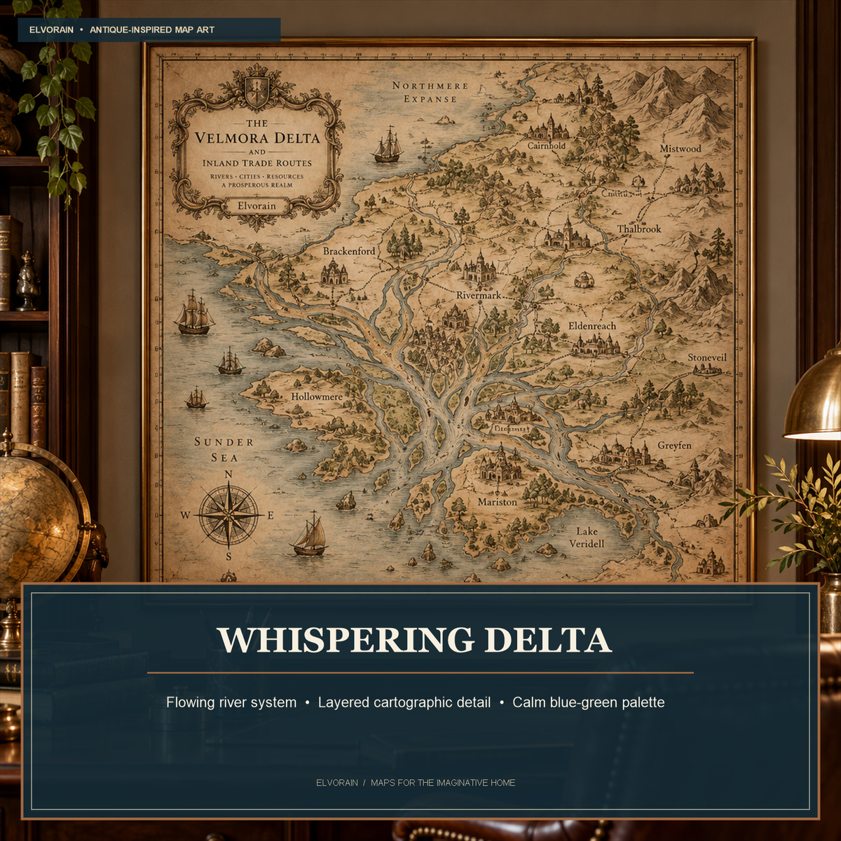 Tolivinse™ Whispering Delta Map Art Print