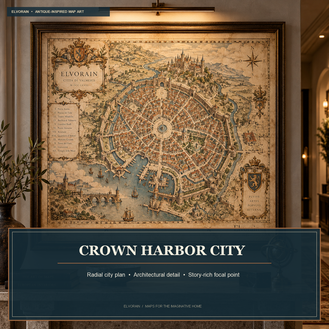 Tolivinse™ Crown Harbor City Map Art Print