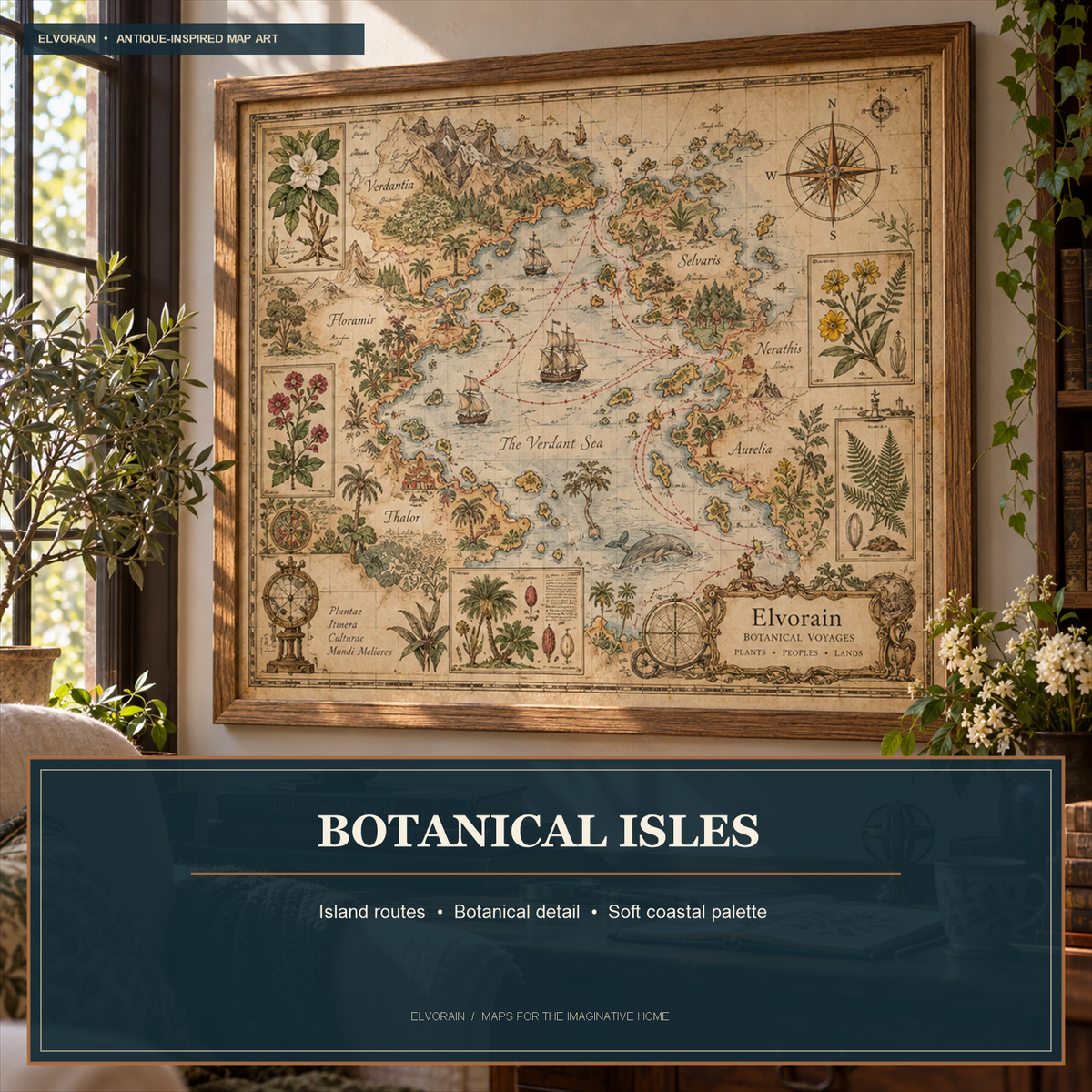 Tolivinse™ Botanical Isles Map Art Print
