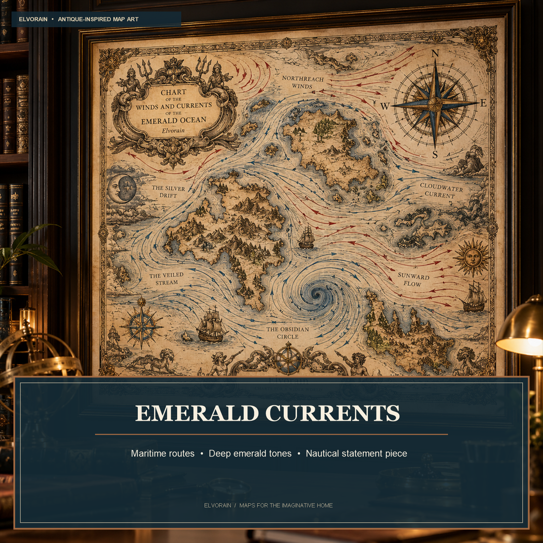 Tolivinse™ Emerald Currents Ocean Map Art Print