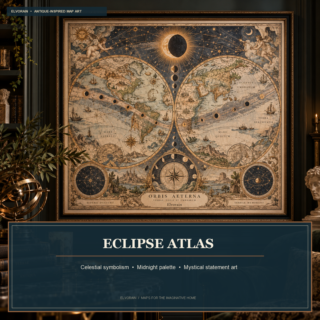 Tolivinse™ Eclipse Atlas Map Art Print