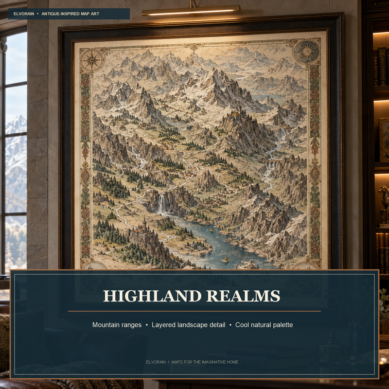 Tolivinse™ Highland Realms Map Art Print