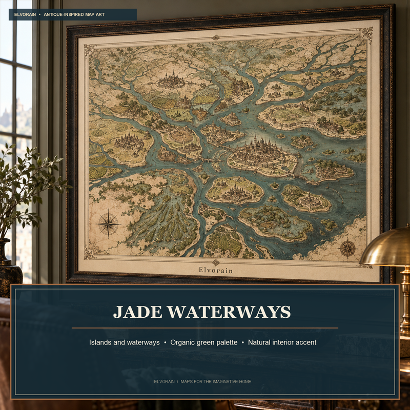 Tolivinse™ Jade Waterways Map Art Print