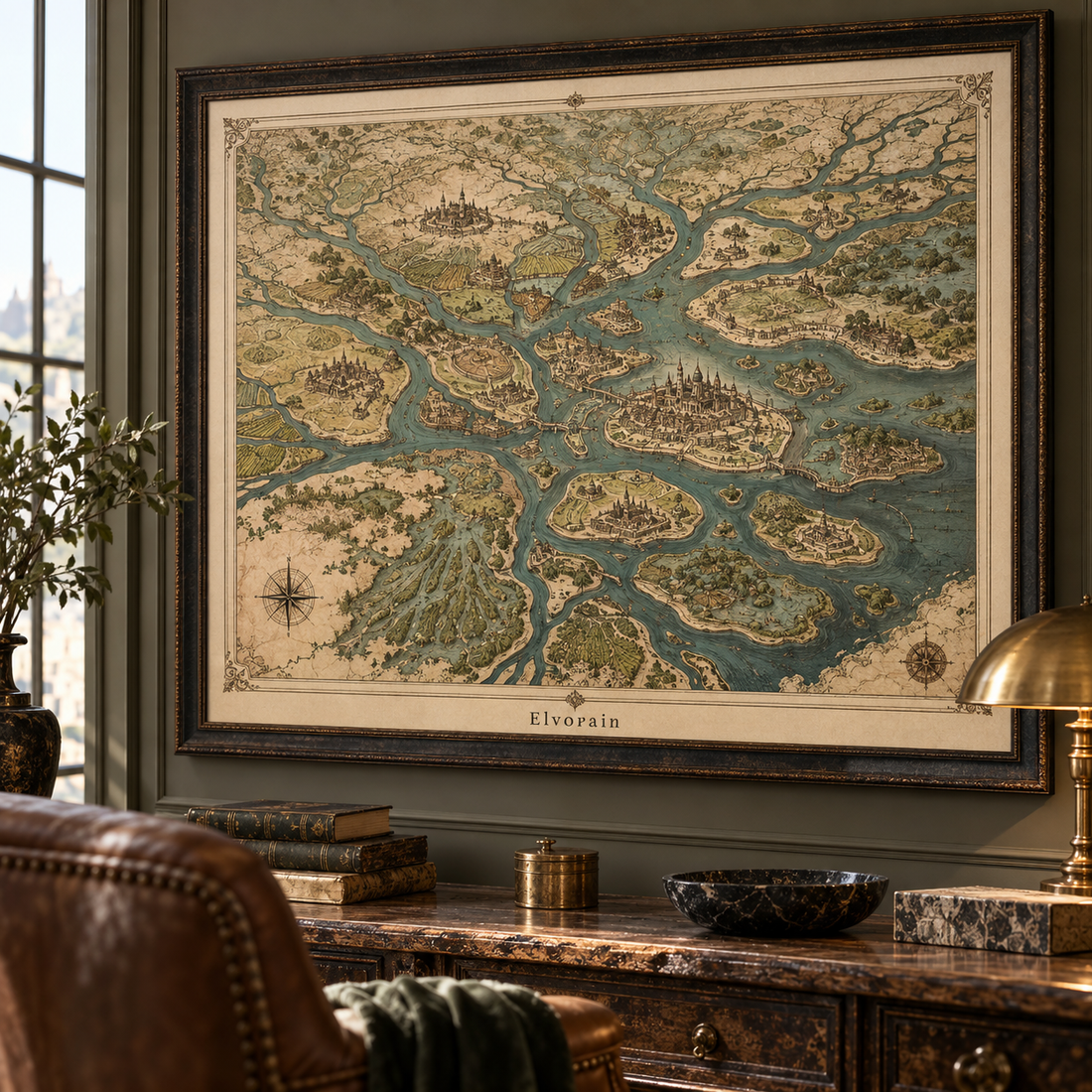 Tolivinse™ Jade Waterways Map Art Print