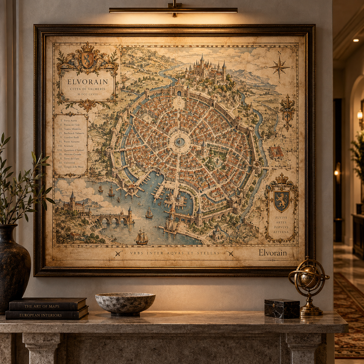 Tolivinse™ Crown Harbor City Map Art Print