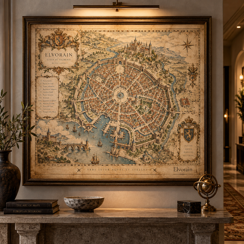 Tolivinse™ Crown Harbor City Map Art Print