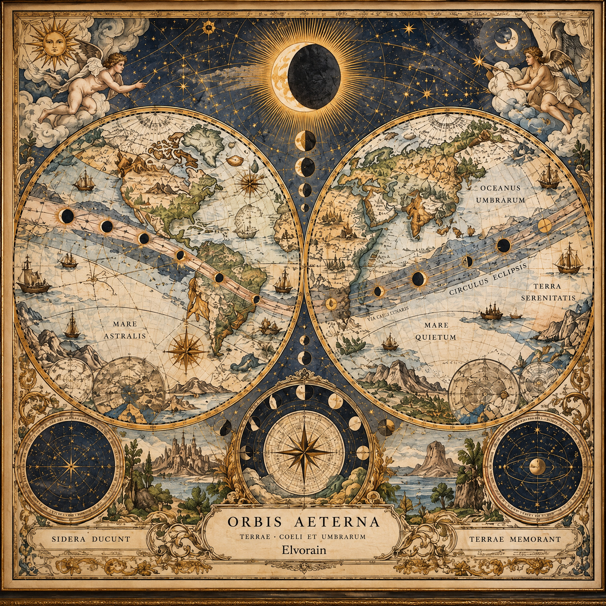 Tolivinse™ Eclipse Atlas Map Art Print