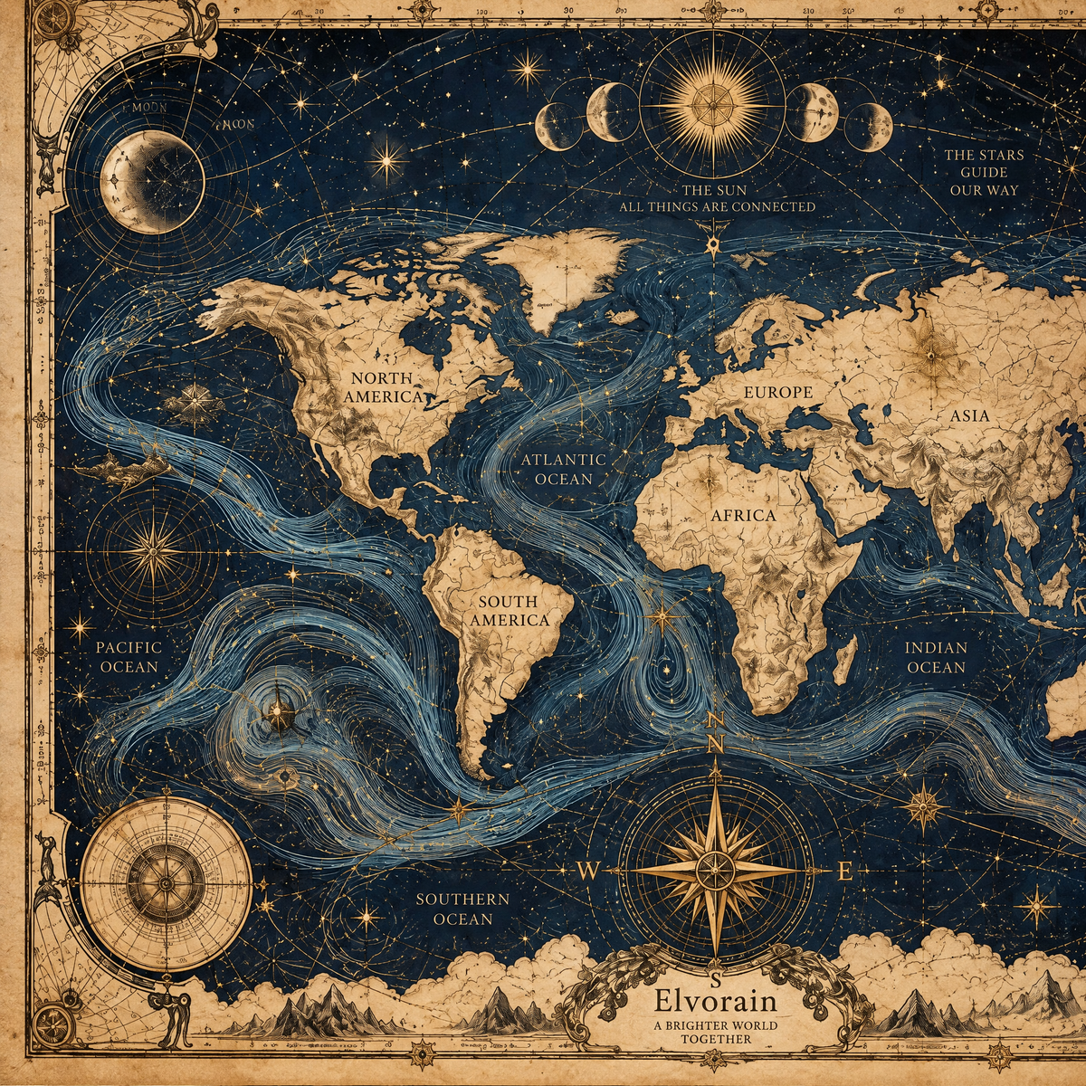 Tolivinse™ Midnight Voyager World Map Art Print