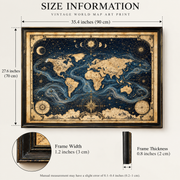 Tolivinse™ Midnight Voyager World Map Art Print