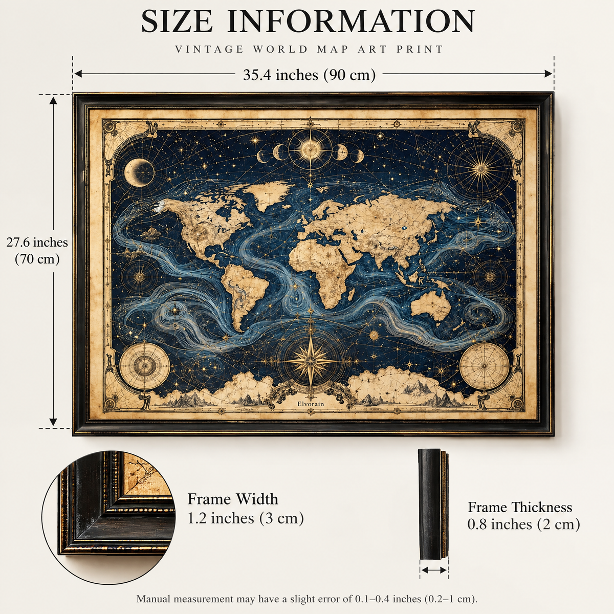 Tolivinse™ Midnight Voyager World Map Art Print