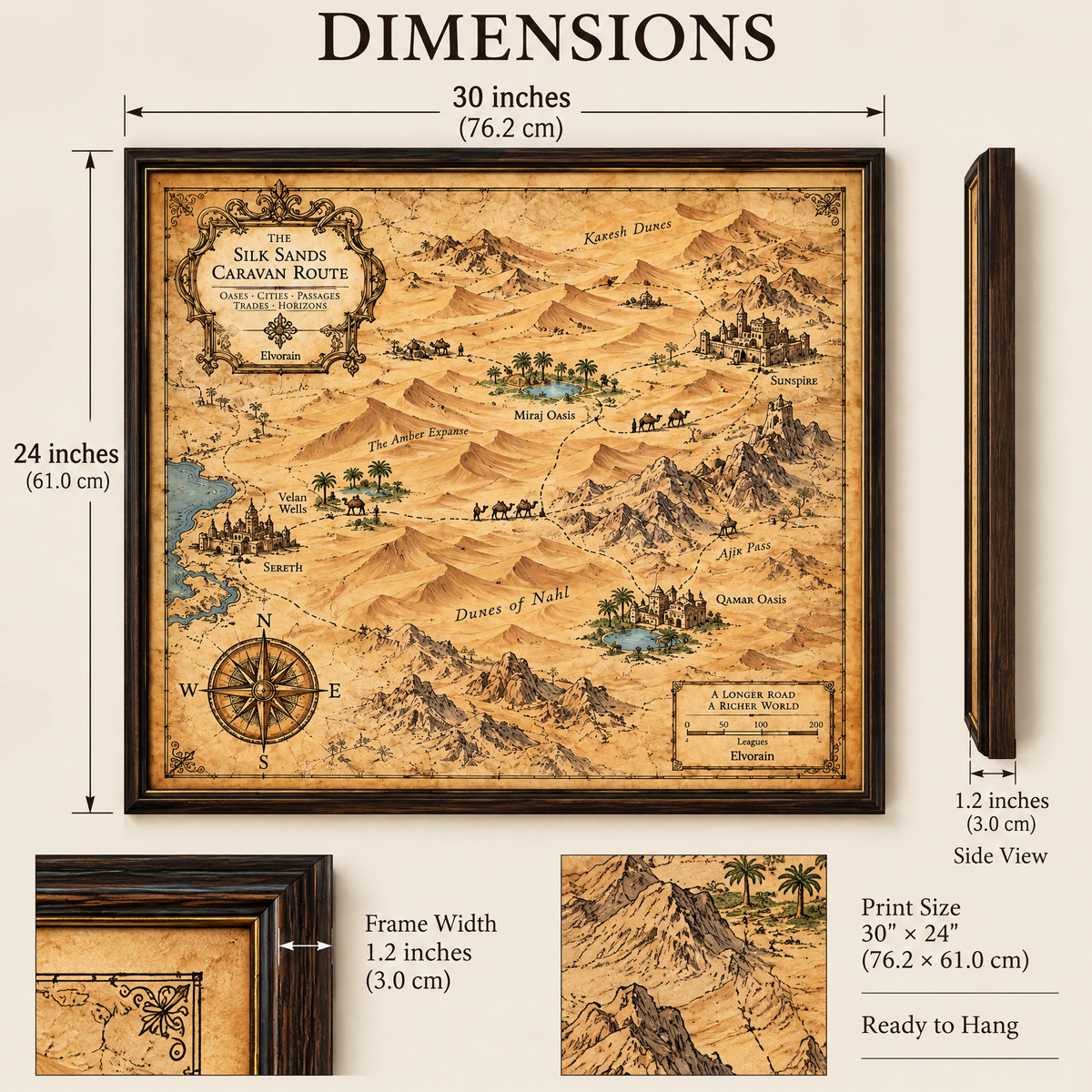 Tolivinse™ Silkroad Sands Map Art Print