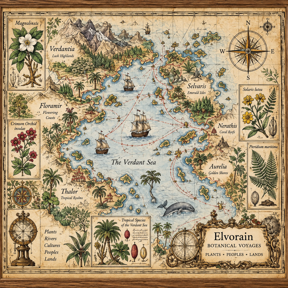 Tolivinse™ Botanical Isles Map Art Print