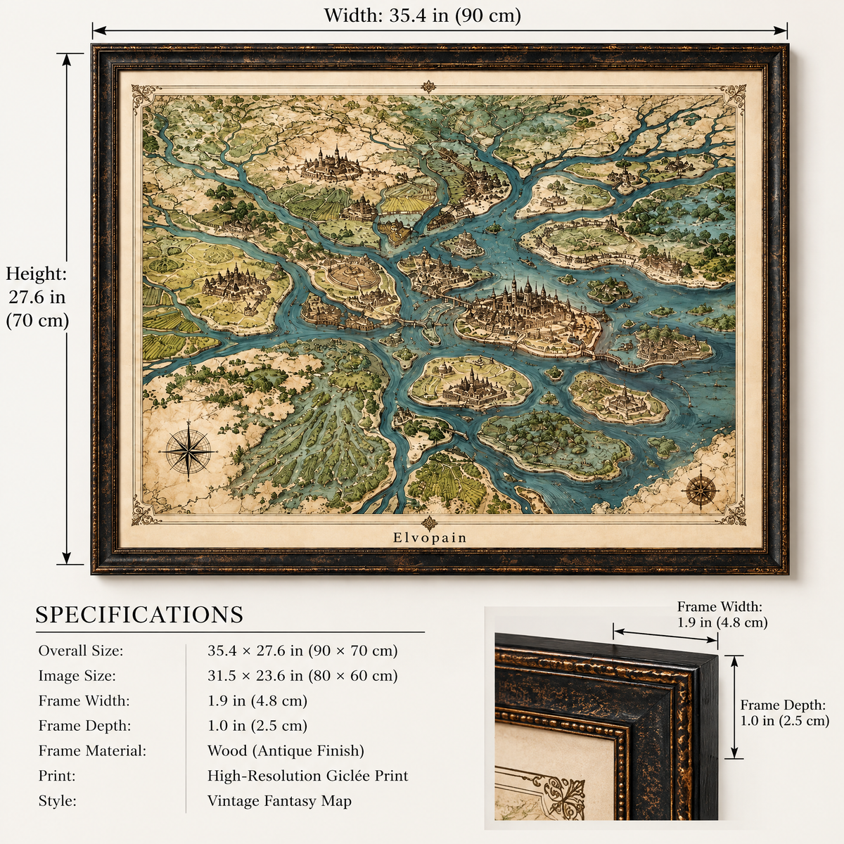 Tolivinse™ Jade Waterways Map Art Print