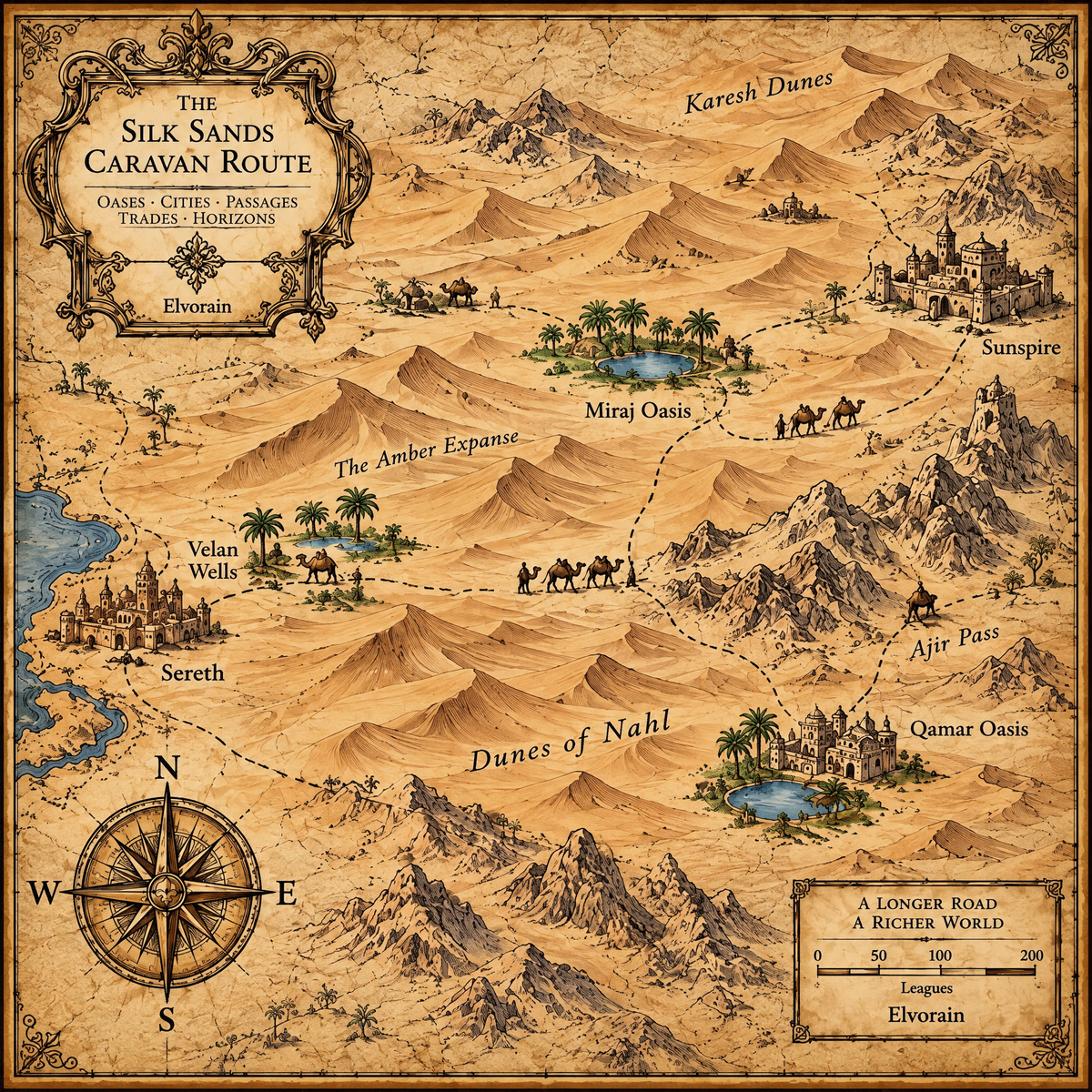 Tolivinse™ Silkroad Sands Map Art Print
