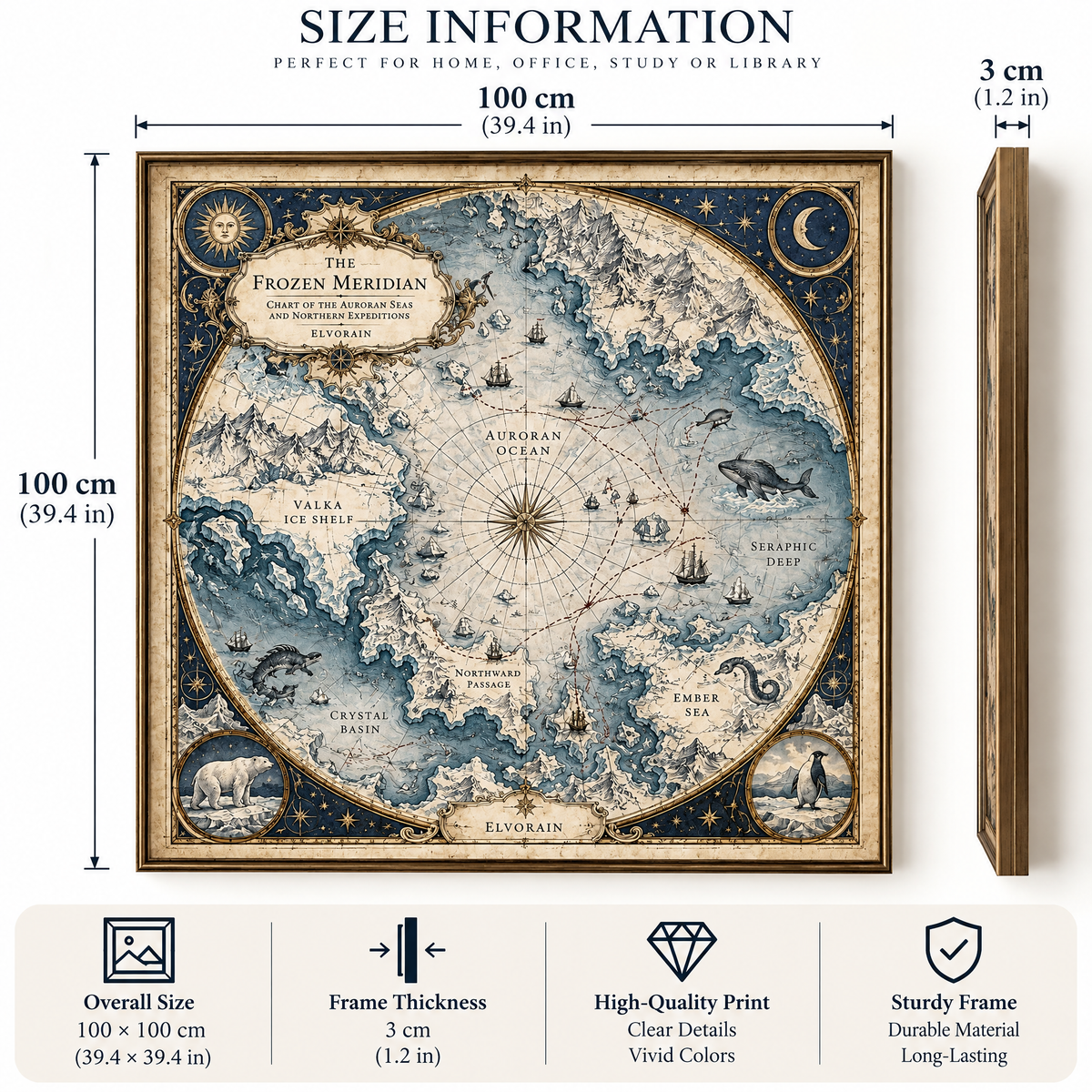 Tolivinse™ Frozen Meridian Map Art Print