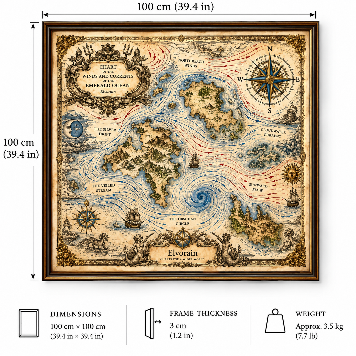 Tolivinse™ Emerald Currents Ocean Map Art Print