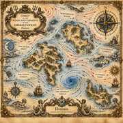 Tolivinse™ Emerald Currents Ocean Map Art Print